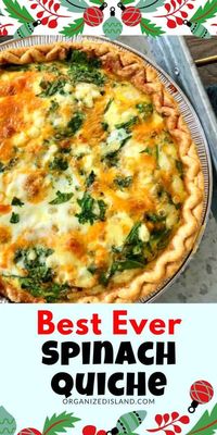 This delicious Spinach Quiche with Feta is perfect for the holidays! Make it ahead for a tasty holiday brunch or Christmas Breakfast