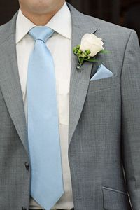 Love this light blue necktie with gray suit.