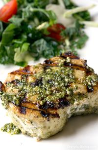 Grilled Halibut with Pesto Sauce Recipe From Scratch