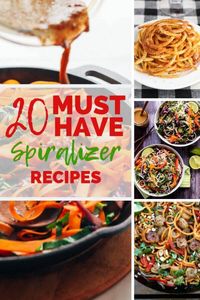 Your spiralizer isn't just for zucchini! These yummy plant-based recipes will bring healthy recipes to your table - vegetarian (and a few with a little protein). Great dinners and side dishes. Check out the carrot salad idea! #spiralizer #recipes #vegetarian