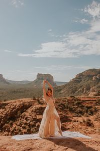 white see threw dress for engagement photos in arizona