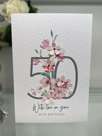 This beautiful handmade card is A5 and printed on 300gsm hammered card. It is designed and decorated by myself or one of a small team of helpers, in a little workshop, in the busy market town of Hessle, located in the East Riding of Yorkshire. Thank you for taking the time to look  Bev