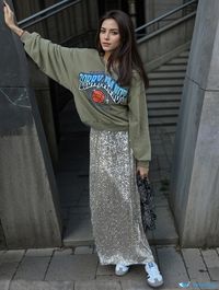 Orcajump - Sparkling Sequin Midi Skirt - Elegant and Alluring