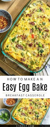 Learn how to make an easy make-ahead breakfast casserole that is perfect for the holidays, brunch, weekends, or busy weekday mornings. Packed with vegetables and protein!