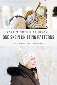 27+ One Skein Knitting Patterns (Easy + Quick). Knit a last-minute gift if you are short on time with one of these free patterns. Each of these easy knitting patterns can be completed with only one skein of yarn. #knitting #knittingpatterns #oneskeingifts #christmas #knit