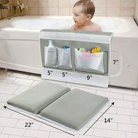 Knee & Elbow Protection This baby bath mat can cushion and protect knees and elbows from all types of rough and hard surfaces, take away the aches and pains. Offering a comfortable area for your knees and elbows. Baby Bath Toy Organizer This safety bath kneeler padding comes with three large pockets as toys organizer to storage baby's body wash, shampoo, or toys. The bath time won't be a mesh. Machine Washable and Dry Bathtub kneeling pad is made by neoprene material that is water friendly, mach