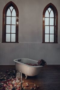 Church studio space ~ vintage claw foot tub // boudoir photography // portfolio builder design // set design // photo shoot design // iron tub // intimate photography ~ #photoshootdesign #clawfoottub #vintagerentals #churchstudio