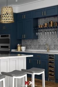 Imperial Blue is a door style which features frameless kitchen cabinets.