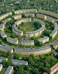 Rundling Leipzig, Germany-  The so-called "Rundling" is a ring-shaped residential complex in the South-East of Leipzig, Germany. It was built from 1929 to 1930 by architect Hubert Ritter.  GERMANY