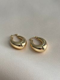 14 Karat Gold plated Sold as Pair Hollow & Lightweight Hypoallergenic Posts Height 31mm Width 24mm