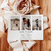 This lovely Save the Date Invitation features a gorgeous minimal layout for your Save the Date announcement where you have freedom to create something uniquely yours! Easily edit wording and colors to match your style! Text and background colors are fully editable —> click the "Customize Further" button to edit!    -------------- CREDITS -------------- The beautiful photo of the couple was taken by the talented Sarah of Sarah Everything Photography. She is based out of Germany and travels the wo