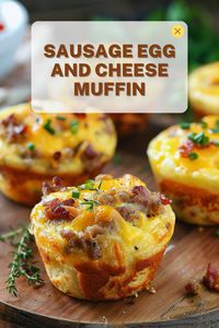 Hearty sausage, egg, and cheese muffins. Portable, protein-packed breakfast bites. Great for busy mornings.