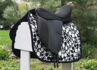 Ready To Ship - Black and White Abstract Circles Dressage Saddle Pad via Etsy