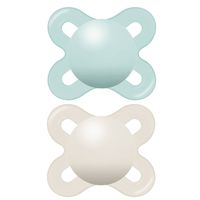 Choose our small and lightweight newborn pacifiers to keep baby calm with a binky you will both love. MAM pacifiers feature an innovative nipple designed to promote healthy oral development so you can soothe your baby with confidence. Baby will love latching onto the soothing pacifier nipple that, with the help of a built-in air channel, naturally flattens and extends when sucked, mimicking a human nipple during breastfeeding. And all MAM pacifiers are orthodontic, featuring a symmetrical nipple