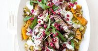 Grilled Lamb with Smoky Eggplant and Pumpkin Salad Recipe