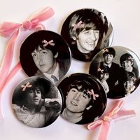 Set of 5 or individual badges of the Beatles in there true vibe! Coquette back! ( if you get the joke ;) stickers and customs also available!