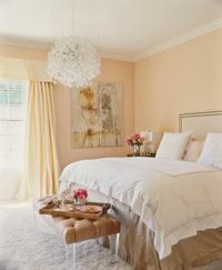 bedroom with Light peach color wall paint