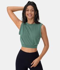 Crew Neck Sleeveless Cropped Yoga Tank Top – HALARA