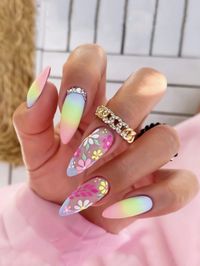 Multicolor  Collar   Floral 3D Nails Embellished   Beauty Tools