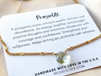 Prasiolite necklace made with a beautiful dainty 18k gold plated chain with clasp closure.  This necklace will not turn your skin green. For everyday use.  All Prasiolite beads are unique and beautiful! Ethically sourced from Uruguay. Bead size: 9mm - 10mm Comes gift-ready!