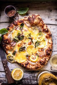 3 Cheese Lemon Basil Pizza | halfbakedharvest.com