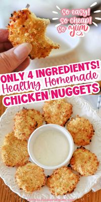 You've got to try this Easy Homemade Chicken Nuggets with Ground Chicken Recipe! Crunchy on the outside, moist and juicy on the inside! These can be baked in the oven OR cooked in the air fryer. Either way they turn out great! Only 4 ingredients, it's quick and easy! These are the best homemade chicken nuggets for meal prep. Can easily be made in bulk and can frozen for later. Kids love them! Great for school lunches or a quick dinner! A yummy healthy ground chicken nuggets!