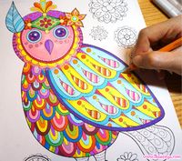 Cute owl coloring page from Free Spirit Coloring Book by Thaneeya McArdle