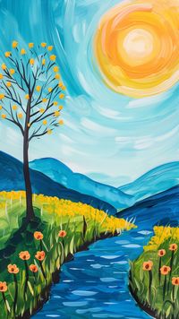 Sunny Day Easy Painting Ideas - simple paintings to use as inspiration #easypainting #simplepainting