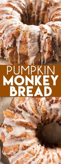 Pumpkin Monkey Bread – The classic pull apart monkey bread is given a twist of fall pumpkin spice flavor! Still super easy to make with refrigerator biscuits, packed with pumpkin flavor, and topped with a decadent cinnamon glaze! GUYS. Pumpkin Monkey Bread!!