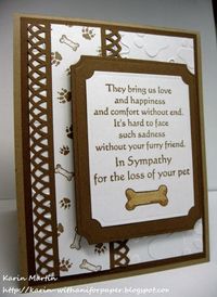 Hi Everyone, The current challenge at the DRS Designs blog is to make a card with a pet. While this one doesn't have the actual pet on it, it's pet related so I thought that would be good enough serve