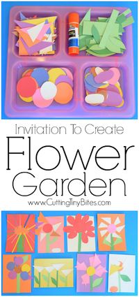 Invitation To Create: Flower Garden. Open ended creative spring paper craft for kids. Great for fine motor development. Perfect for toddlers and preschoolers.