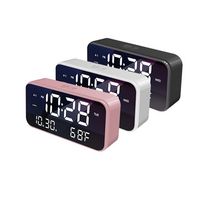 Loskii USB LED Music Alarm Clock Mirrow Effect Sound Brightness Control Snooze Function Time Temperature LED Display Desktop Clock - Silver