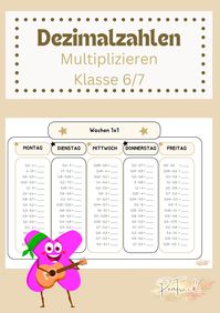 Bereite dich optimal auf das Dezimalzahlen multiplizieren vor mit diesem Lernmaterial für die 6. und 7. Klasse! 🌟 Übe, wie du Dezimalzahlen sicher multiplizierst und erweitere deine Mathekenntnisse. Dieses Übungsmaterial hilft dir, Dezimalzahlen zu rechnen und die Multiplikation von Dezimalstellen zu meistern.  für 5 Tage mit jeweils 15 Aufgaben. Ideal für den Unterricht und zu Hause. Hol dir jetzt das Material.