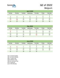 Free quarterly calendar for Belgium with holidays. Holiday calendars in PDF, Word, and Excel are printable and easy to customize.