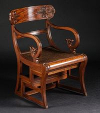 c1815 An Impressive Regency Mahogany Metamorphic Library Armchair, by William Wilkinson CIRCA 1815 Height: 36" Width: 25.5" Depth: 23" Seat H: 18" Inventory Number 8482-156 PRICE$38,000