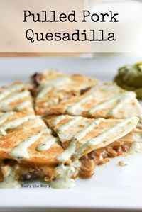 This Pulled Pork Quesadilla is the best way to use up leftover pulled pork. Quick, easy and ready in 10 minutes, it makes for a tasty lunch or dinner!