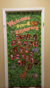 My August classroom door, Welcome to school, jungle, safari, prek, kindergarten