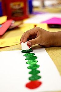 Marshmallow stamp Very Hungry Caterpillar. Fun art project idea for an Eric Carle study!