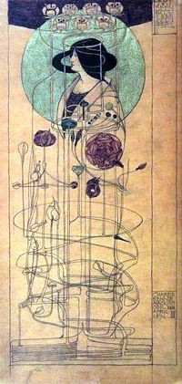 Jugendstil - C. R. Mackintosh - Innenarchitektur Entwurf für eine Wanddekoration #ArtNouveau