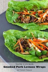 The Stay At Home Chef: Slow Cooker Smoked Pork Lettuce Wraps with Hoisin Sauce