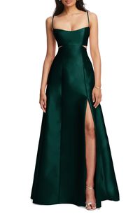 Alfred Sung Cutout Satin Gown | Nordstrom