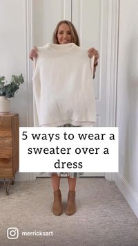 5 ways to wear a sweater over a dress: 1️⃣ front tuck with a hair tie 2️⃣ back tuck with a hair tie 3️⃣ belt and fold the sweater… | Instagram