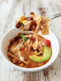 Healthified Crock Pot Chicken Tortilla Soup (for Ignite - skip tortilla chips and cheese)