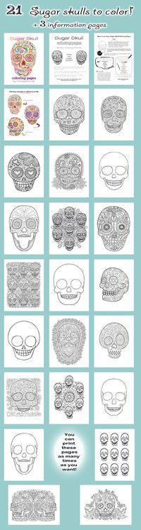 21 Sugar Skulls to color