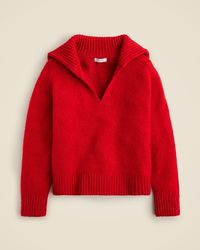 Johnny-collar sweater with ribbed trim