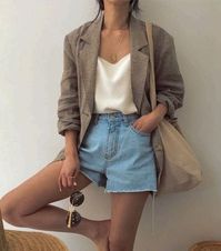 Spring outfit | Summer outfit | Camisole | cami | tank | denim | short | Sunglasses | blazer | bag | Zomer outfit | Lente Outfit