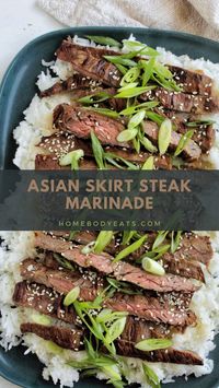 I love Asian marinated steak and this homemade recipe is AMAZING! Skirt steak grills perfectly and is super flavorful with all the best Asian flavors. From soy sauce to green onions, the best Asian flavors are all there! This delicious skirt steak recipe only uses 6 ingredients and cooks in no time! Serve this with your favorite white or brown rice, or alongside some tasty vegetable stir fry! This skirt steak pairs with so many things! try this delicious recipe yourself to see how delicious a simple marinade can be!