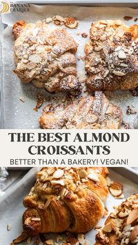 Learn how to make the most perfect vegan croissants ever with step by step photos and video! So flaky, "buttery" yet dairy free and eggless, and light, you’d think these vegan croissants came from a bakery- and there’s even an option for vegan pain au chocolate and vegan almond croissants! And no almond extract!