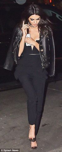 Rock chic: Kendall stuck to an all-black palette with metallic touches adding an edge to t...