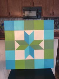 This unique one of a kind barn quilt would look great on your fence, barn, garage, outside buildings or house inside or out. It is painted in 3 shades of grey with black in the center. It is a very 3-D and optical illusion pattern. This unique pattern is hand drawn on a primed 2x2